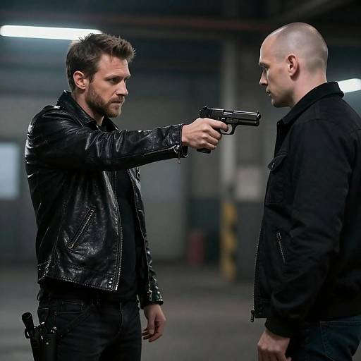 Cinematic Industrial Confrontation at Night