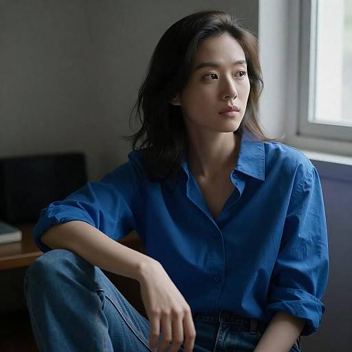 Moody Portrait of a Woman in Blue