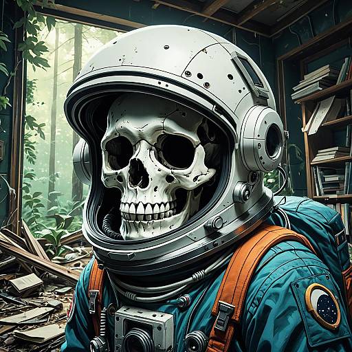 Epic Skull Astronaut in Post-Apocalyptic School