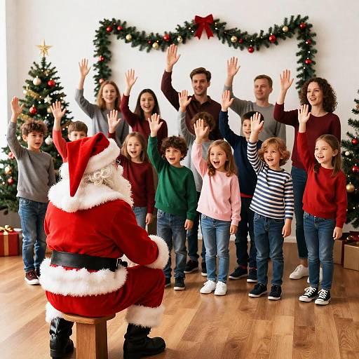 Joyful Santa with Children and Adults