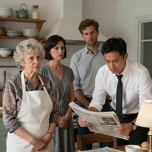 Dynamic Kitchen Scene with Four People