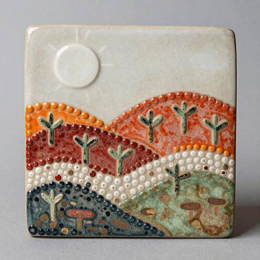 Rustic Ceramic Glaze Abstract Landscape