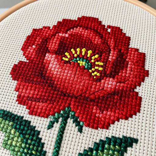 Vibrant Red Flower Needlepoint Canvas