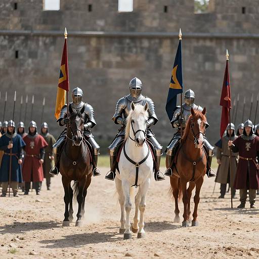 Sunlit Medieval Knights and Banners