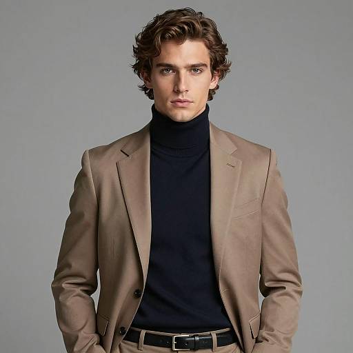 Young man in tailored suit and turtleneck