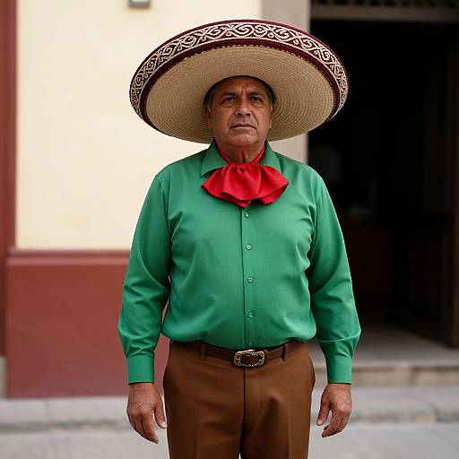 Man in Sombrero and Colorful Outfit