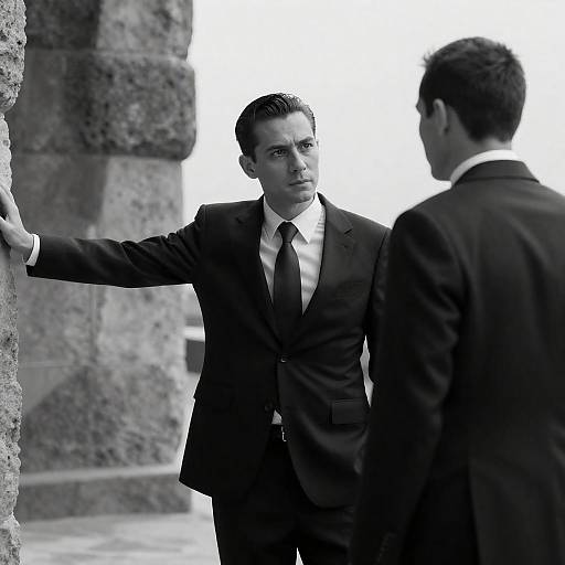 Intense Black-and-White Portrait of Two Men