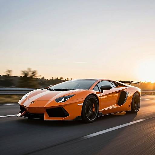 Orange Lamborghini Aventador at Sunset