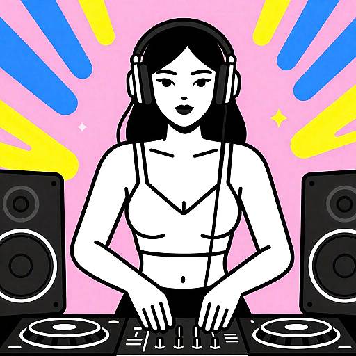 Confident Female DJ Playing Music