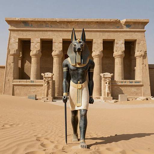 Anubis Guiding Souls Through Underworld