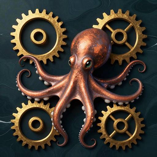 Octopus Heist in Teal and Copper