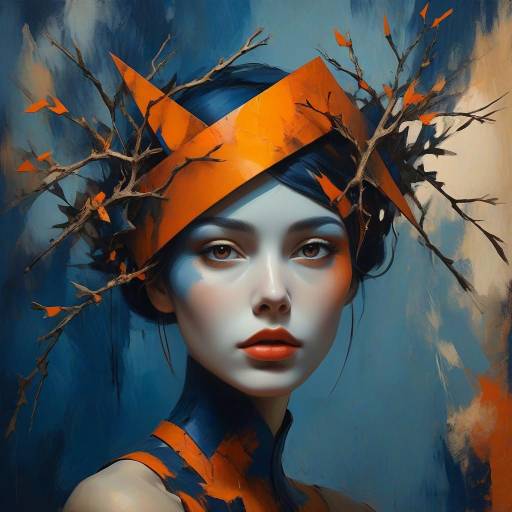 Surreal Woman's Portrait with Angular Features
