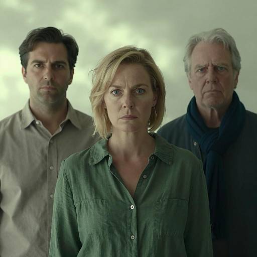 Portrait of Three Individuals with Ethereal Background