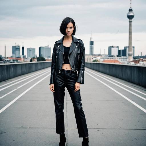 Fashion Model in Leather Outfit in Berlin