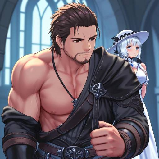 Illustration of Adventurer (ff14), final fantasy in the style of Roke (taikodon)