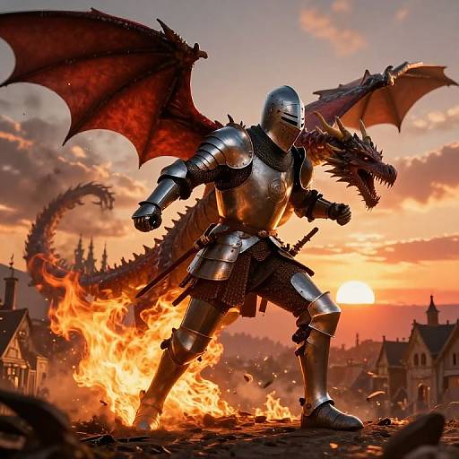 Heroic Knight Rescuing Village