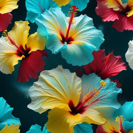 Vibrant Hibiscus Petals on Black Background