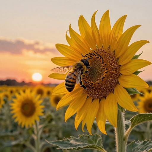 Gustave Doré Style Bee in Sunflowers