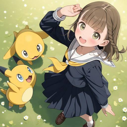 Cheerful Girl in School Uniform Outdoors