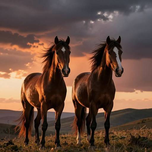 Majestic Horses at Stormy Sunset