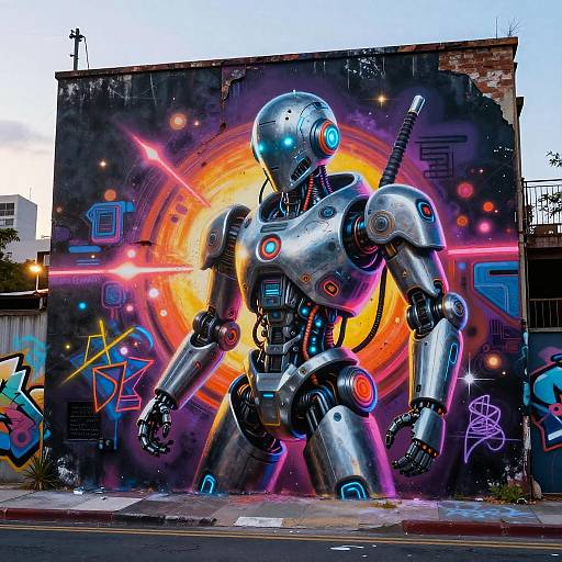 Futuristic Neon Graffiti Street Art