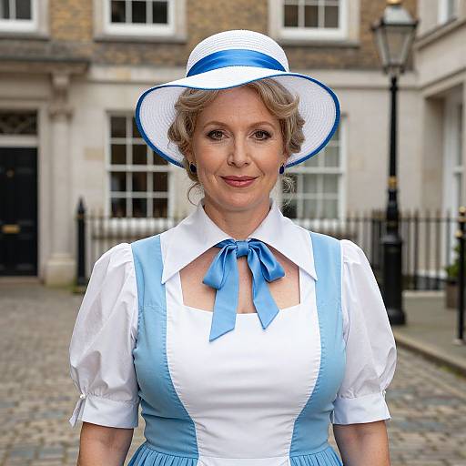 Kind Middle-Aged Woman in Mary Poppins Costume