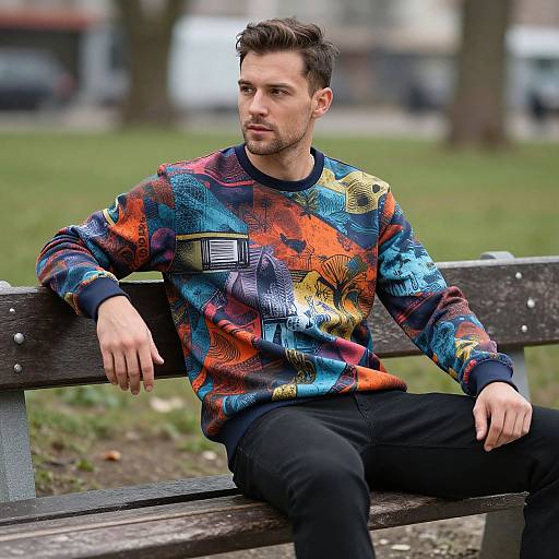 European Man in Graphic Sweatshirt