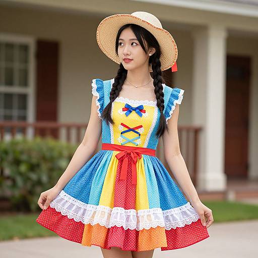 Kansas Girl Costume with Braided Hat