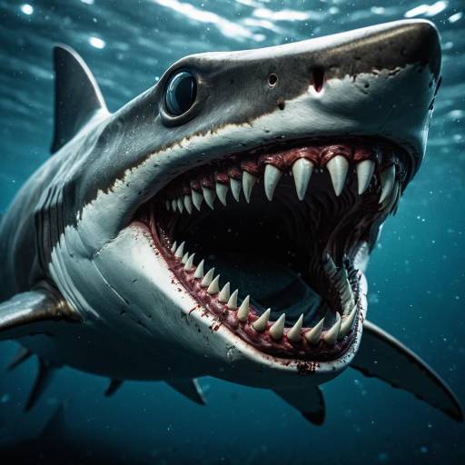 Close-up of Lovecraftian Monster Shark with Open Mouth