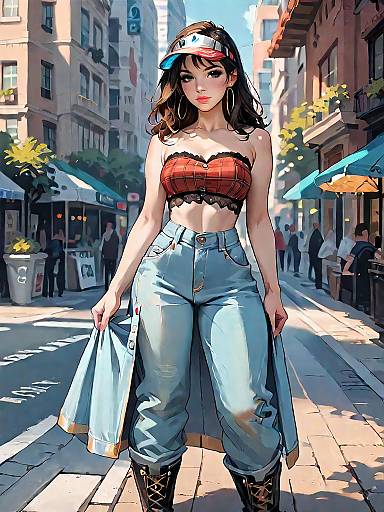 Urban Fashion: Realistic Girl in Plaid