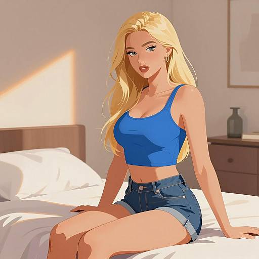 Modern Comic Style Bedroom Illustration