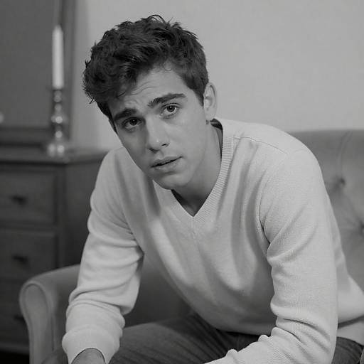 Vintage Black-and-White Portrait of Young Man