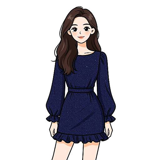 Chic Woman in Textured Navy Dress