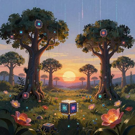 Surreal Fusion of Nature and Technology