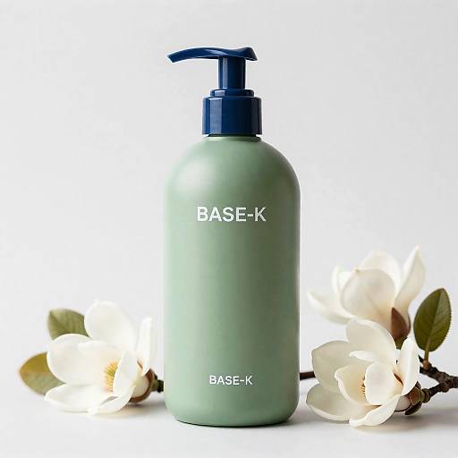 Green Cosmetic Bottle Labeled BASE-K