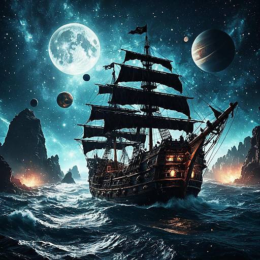Epic Pirate Ship in Cosmic Seas