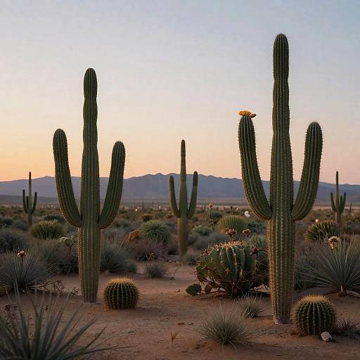 Blooming Cacti at Desert Sunrise