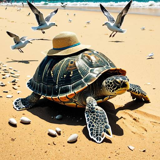 Playful Turtle at the Beach Sticker Playful Turtle at the Beach Sticker