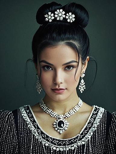 Woman in Black Dress with Jewelry