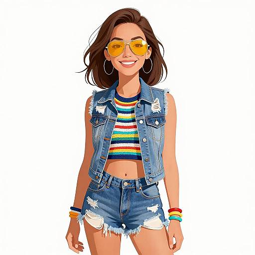 Smiling Woman in Casual Summer Outfit