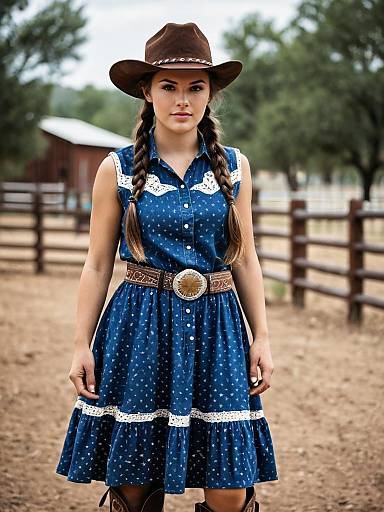Cowgirl in Blue Dress Costume