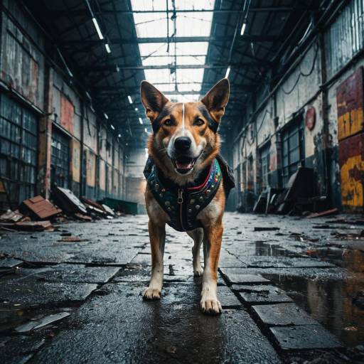 Brave Street Dog in Thunderstorm Portrait
