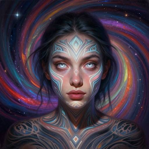 Enigmatic Silver-Eyed Digital Portrait