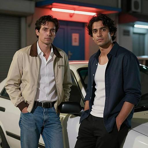 Urban Night Scene with Two Men