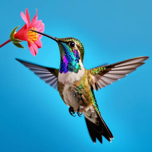 Iridescent Hummingbird with Flower Iridescent Hummingbird with Flower