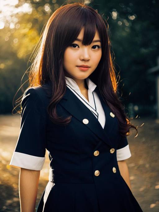 Young Woman in Reiko Hinomoto Cosplay Costume