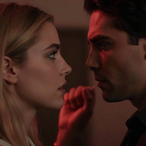 Intense Close-Up of Couple in Dramatic Lighting