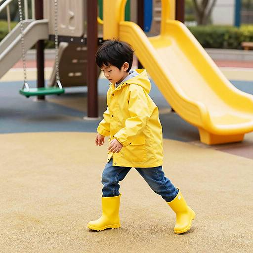 Playful Boy in Vibrant Playground