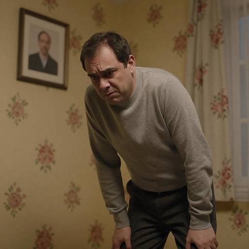 Nervous Man in Vintage Floral Room
