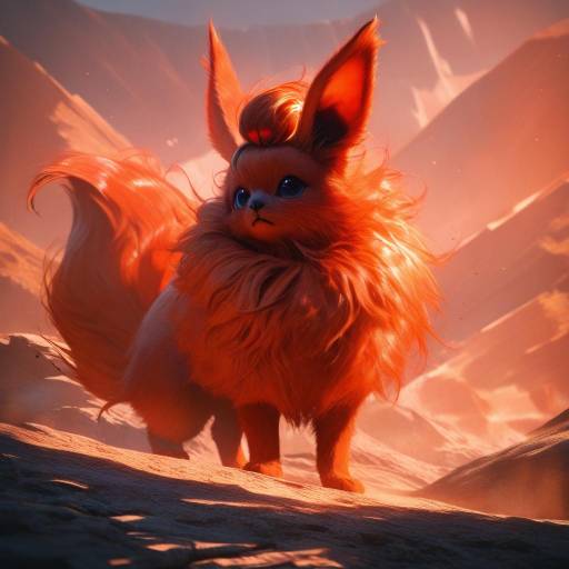 Cinematic 3D Render of Flareon in Desert Cinematic 3D Render of Flareon in Desert